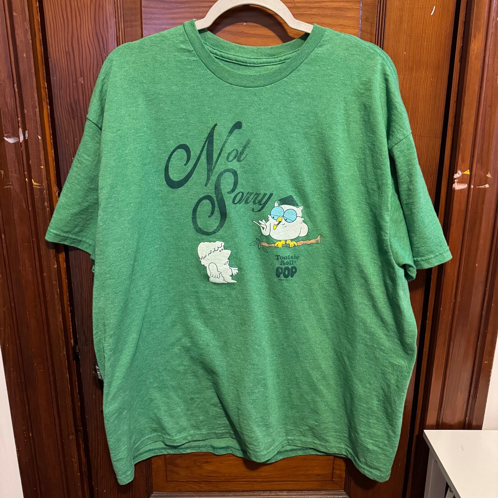 Vintage Americana Tootsie Roll Pop Graphic Green Crewneck Tee Size XL