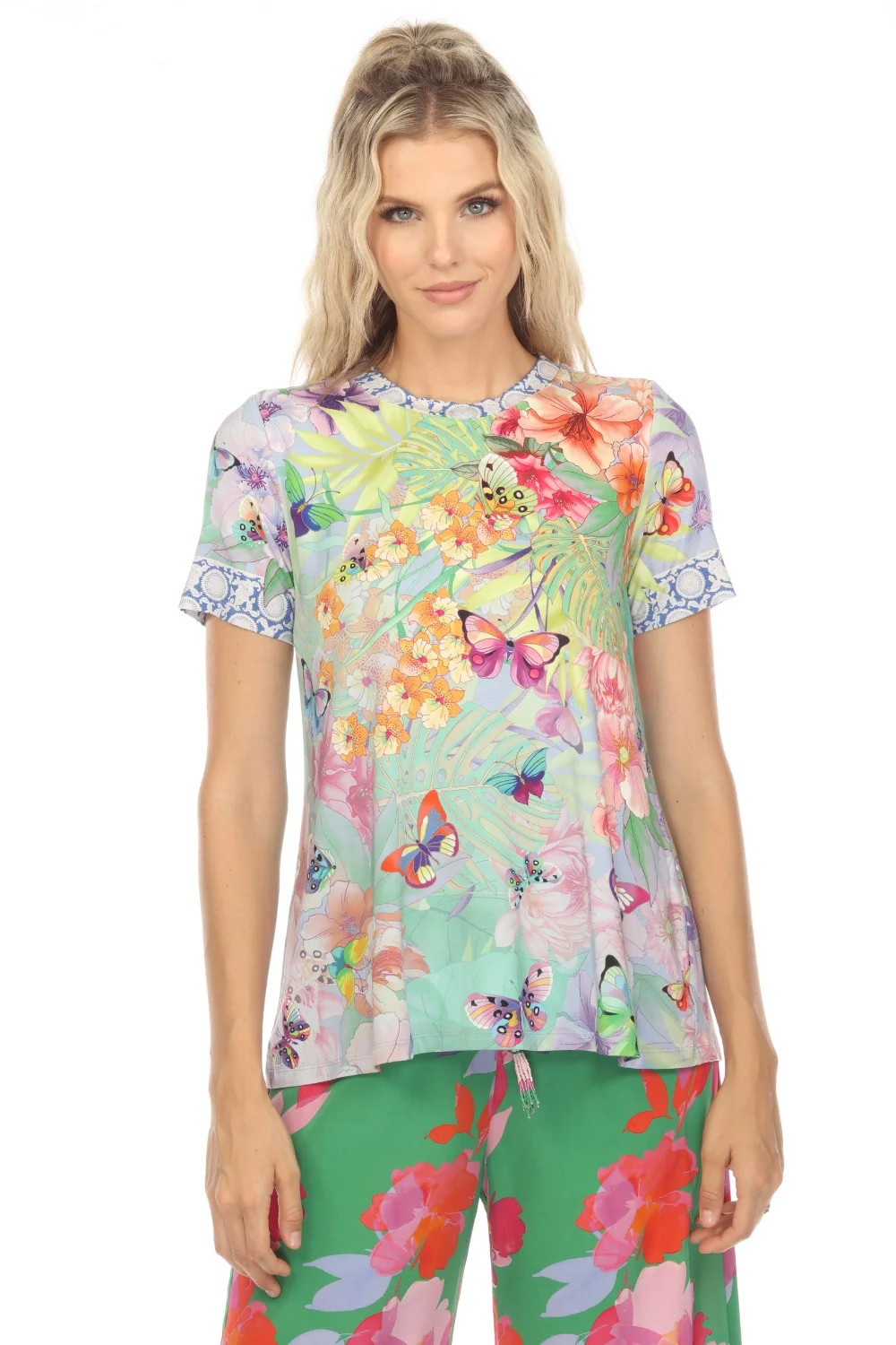 Johnny Was Cozumel Favorite Short Sleeve Crew Neck Swing Tee T11823-2D