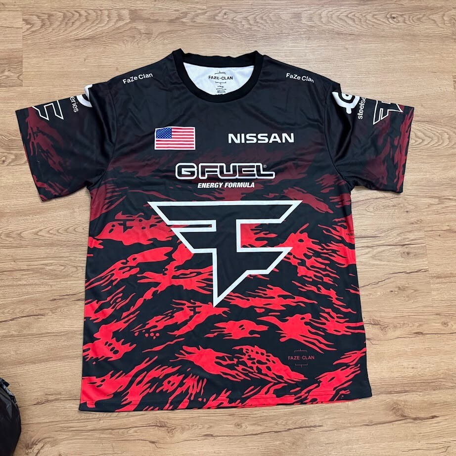New Faze Clan Jersey Tshirt Red Black Tiger Camo Sz Small Pro Team Gaming Banks