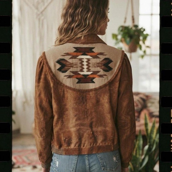 Vintage Pioneer Wear Leather Jacket with Embroidery RARE OOAK Festival