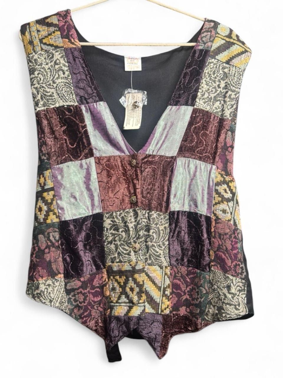 Vintage 90’s Whimsigoth Patch Work Vest Women’s Size Xl NWT ￼