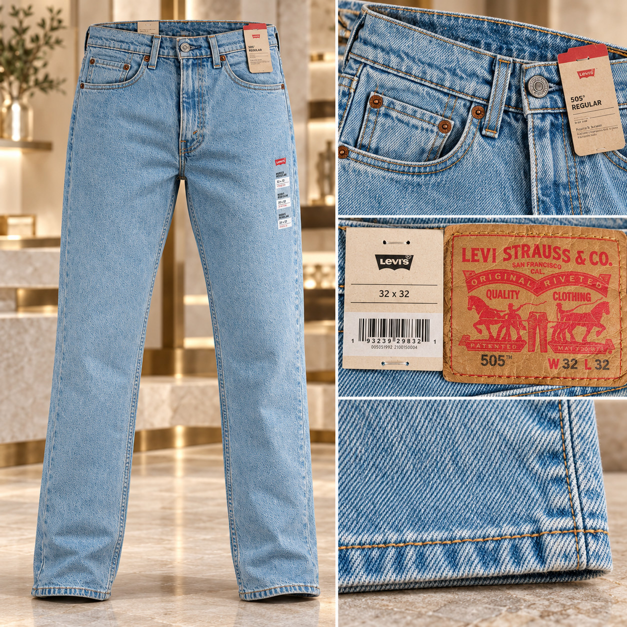 Levis 505 Regular Fit Mens 32 To 40 Jeans Straight Leg Stretch Denim Zip Fly