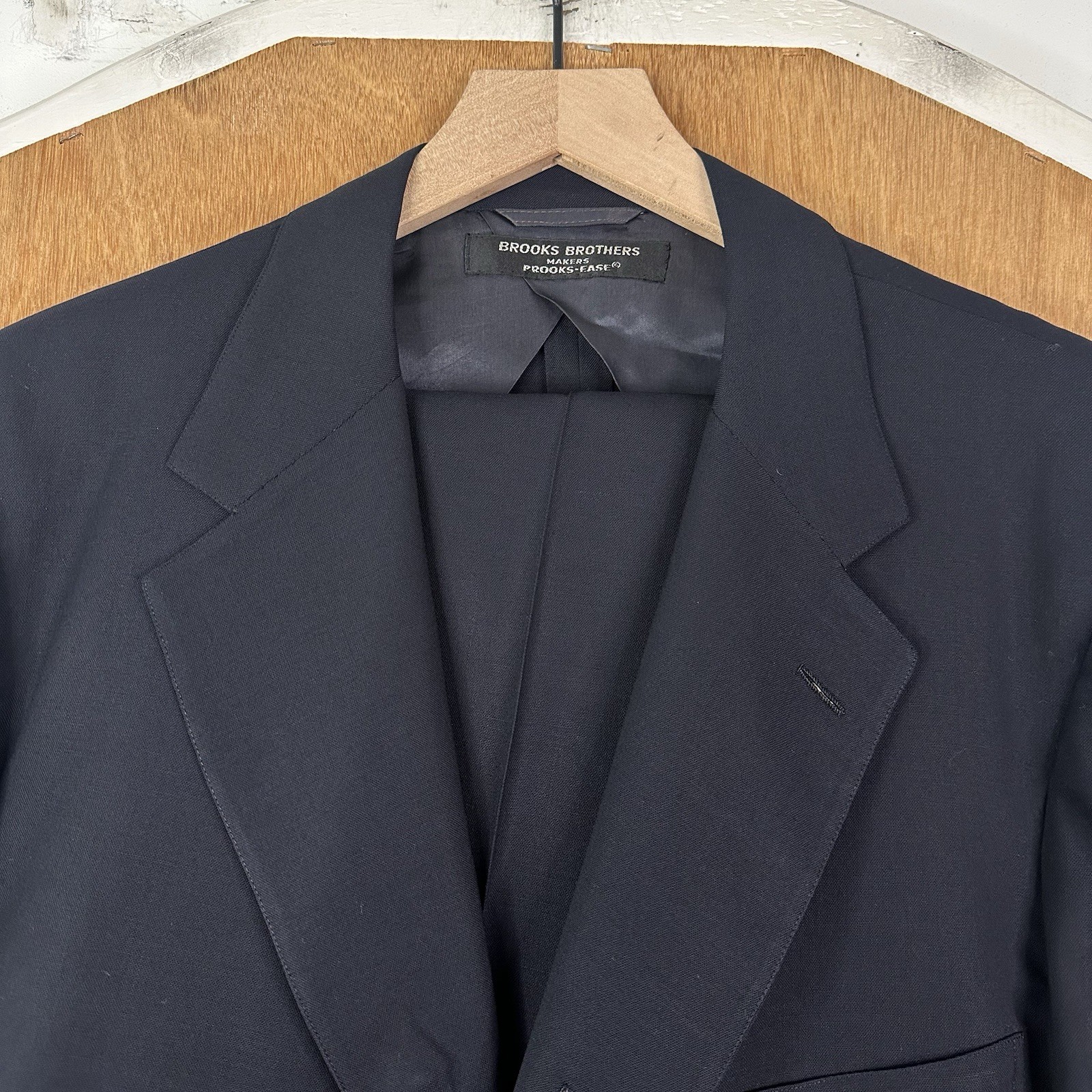 VTG Brooks Brothers Suit Mens 42R Navy Blue 2 Button Sack 1960s Solid Ivy League