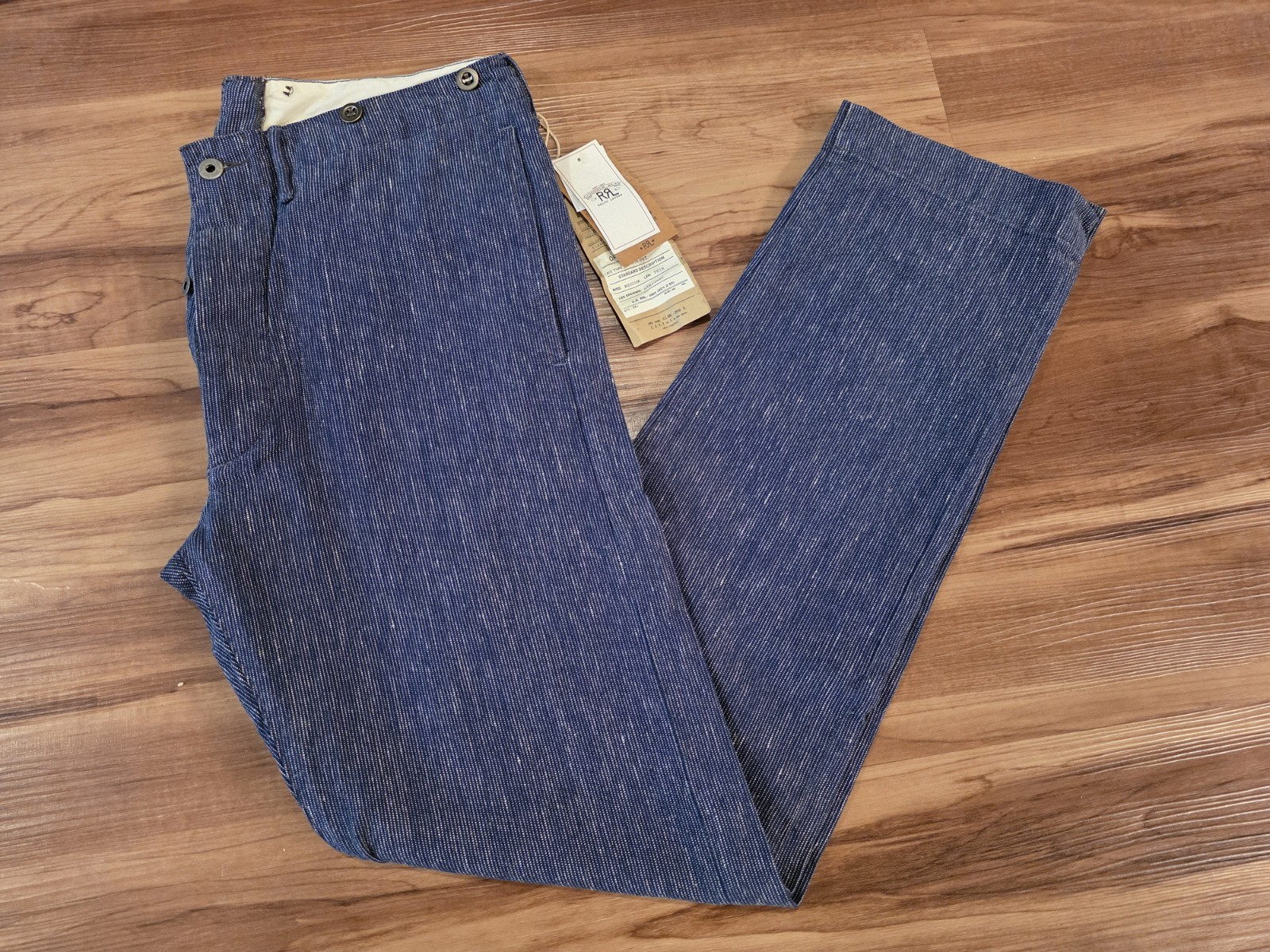 Double RL RRL Pants- Indigo Cotton Linen Clyde Trouser- Size 34x34