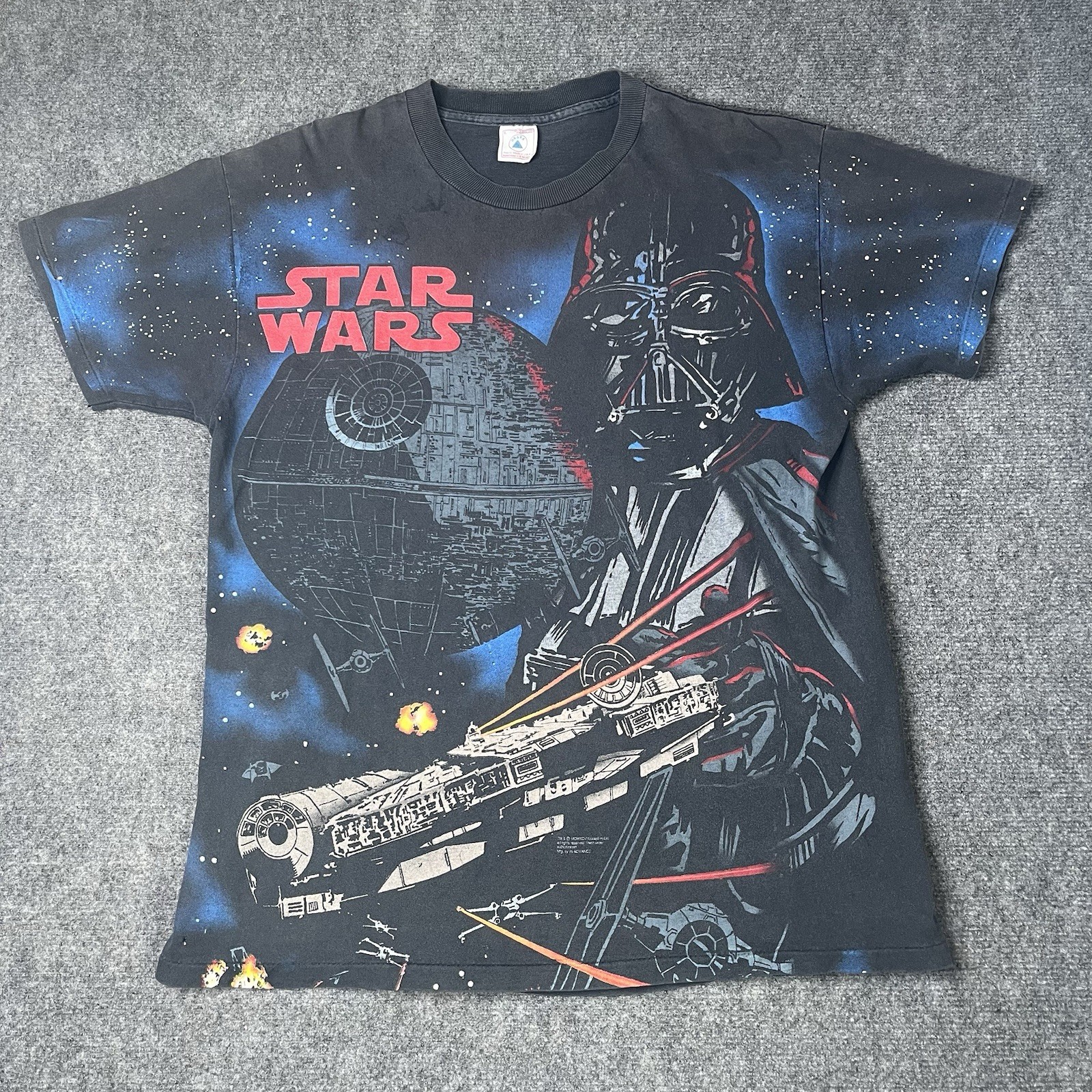 Vtg 1998 Star Wars Darth Vader Allover Print AOP T-shirt Movie Tee 1990s Mens L