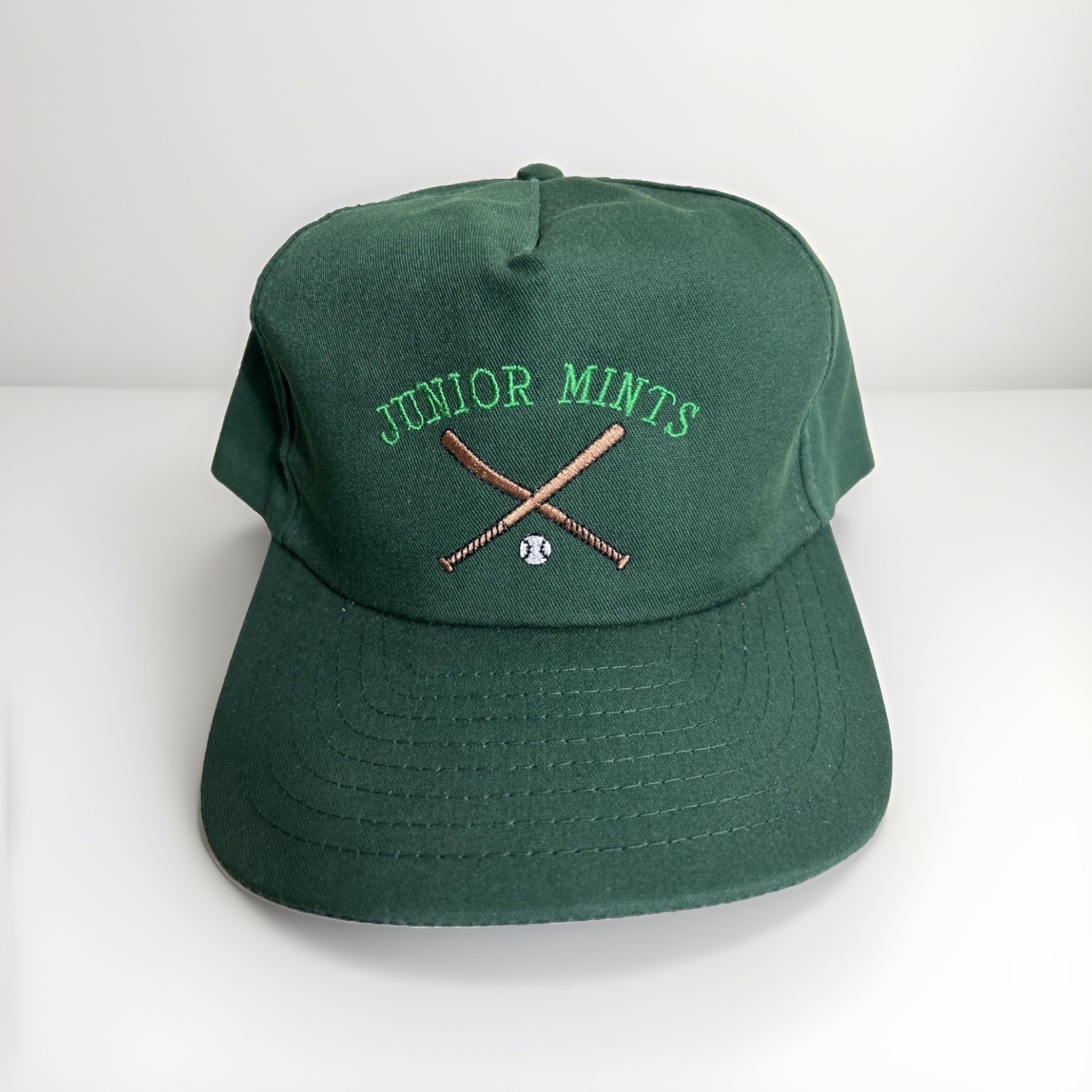 Vintage SnapBack Baseball Hat Green “Junior Mints” Baseball Adjustable