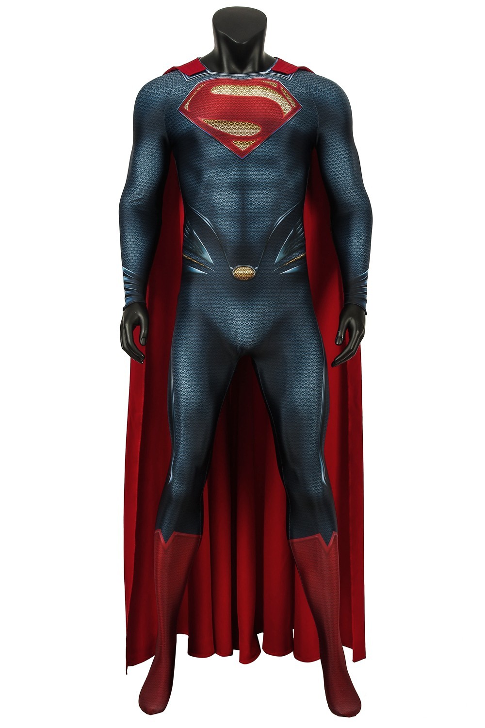 Man of Steel Superman Clark Cosplay Costume Bodysuit Tight Jumpsuit + Cloak