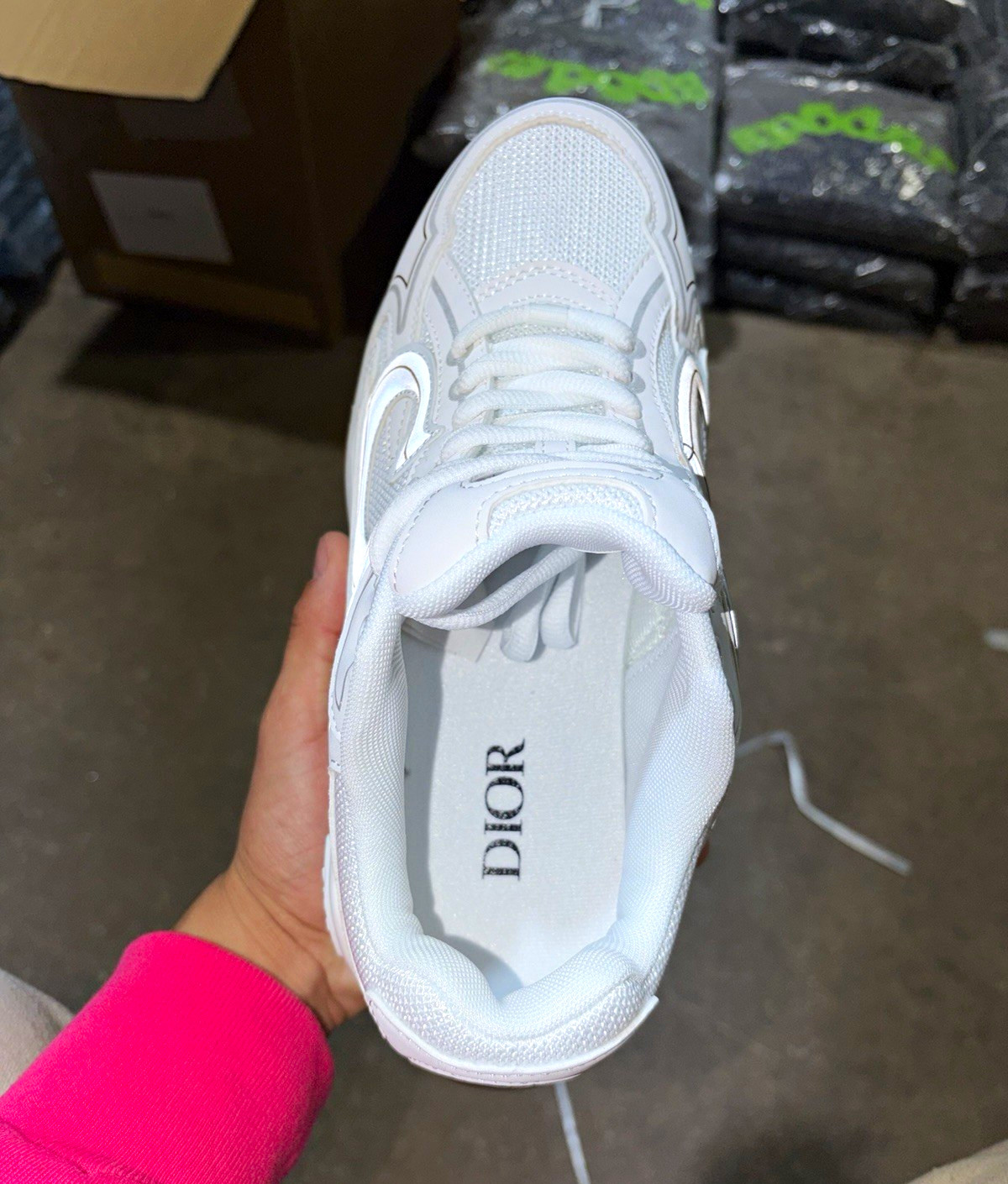 Dior B30 Men’s Low Top Lace-Up Athletic Sneakers White/Black Mesh EU 42 US 9