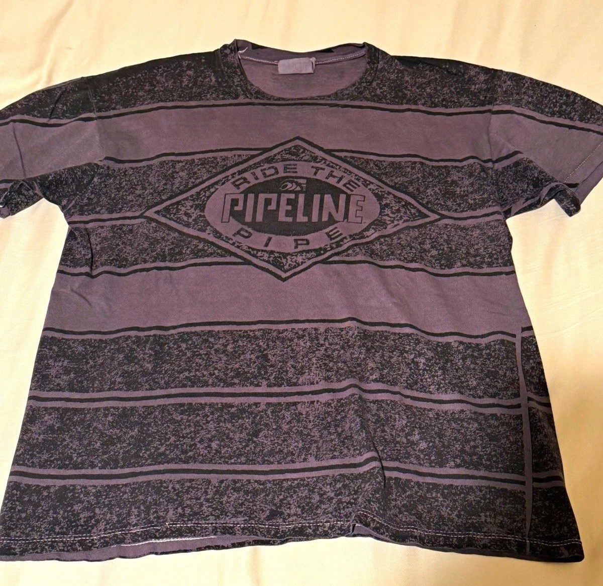 Vtg 90s surf Pipeline Ride the Pipeline AOP Graphic Purple M Cotton T shirt