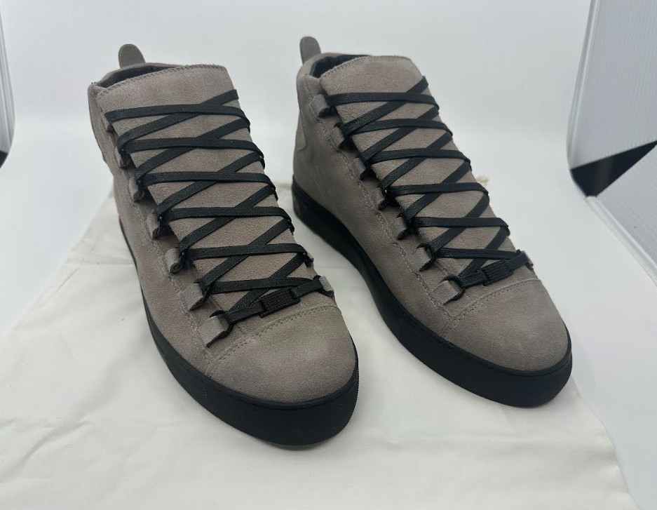 Men Balenciaga Gris/Gray Suede Arenas High Top Sneakers Size 41 Fits US 8