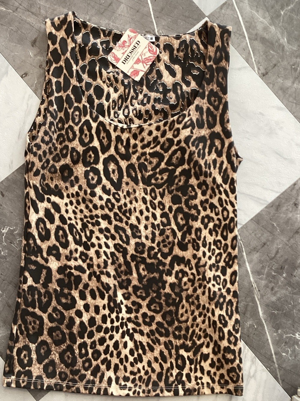062 Zara Leopard Print Sleeveless Tank Top - Brown/Black