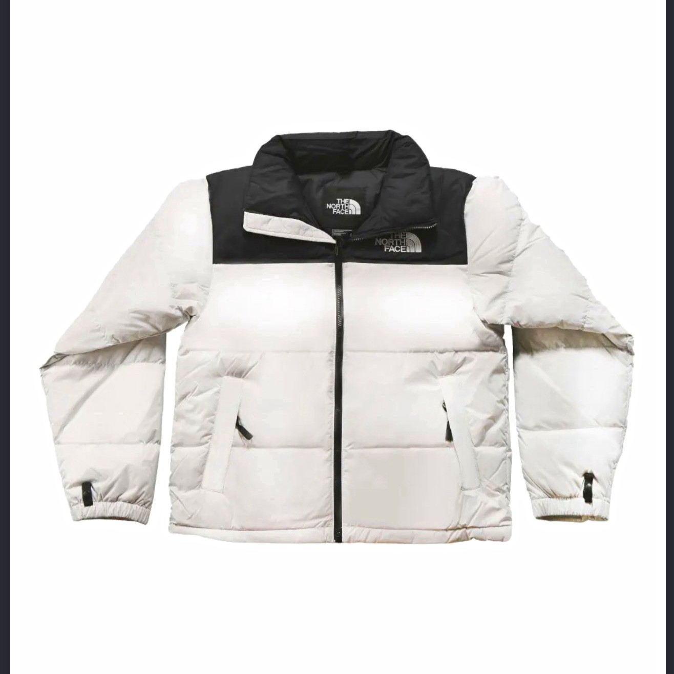 The North Face Men’s L Colorblock White/Black Nylon Puffer Jacket Full Zip