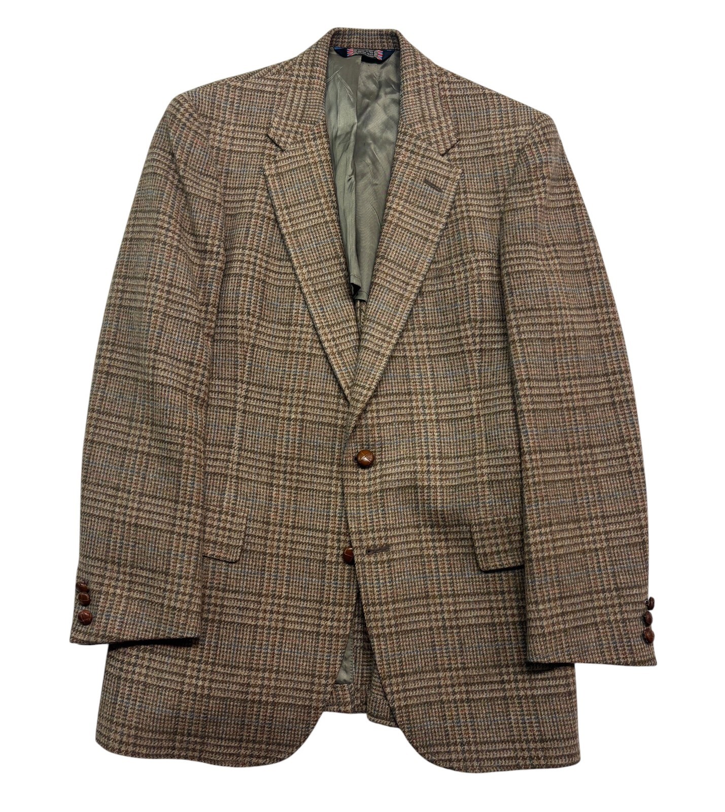 vtg Austin Reed 40R Brown Plaid Lambswool Tweed Blazer Jacket Sport Coat USA
