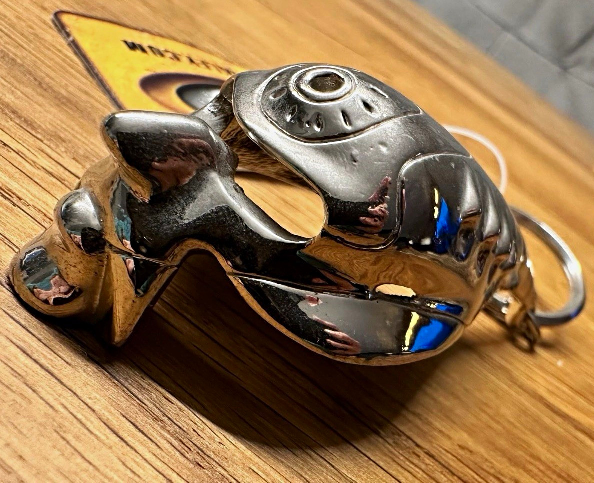 OAKLEY BOB HEAD KEYCHAIN CHROME +TAG NOS - NEW Display RARE