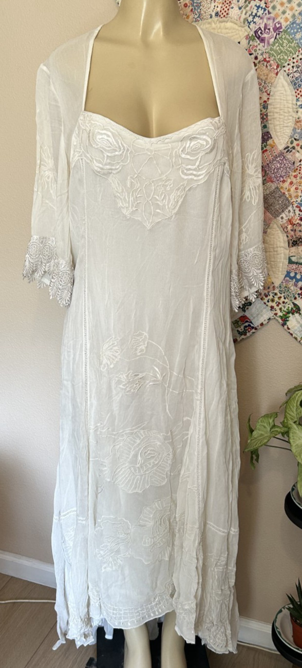 Vtg  NWT NATAYA Long Dress WEDDING, EDWARDIAN, DOWNTON,TITANIC  Ivory XL 42\