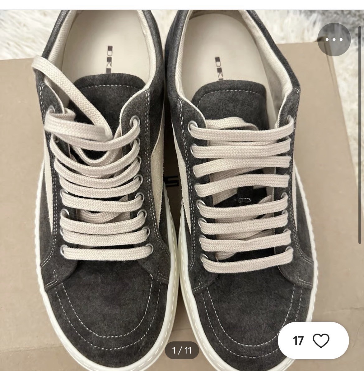 DRKSHDW Rick Owens Abstract Men’s Suede Lace-Up Low Top Sneakers US 11