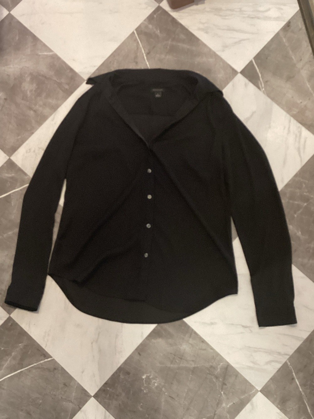 Ann Taylor Black Button-Front Long Sleeve Blouse