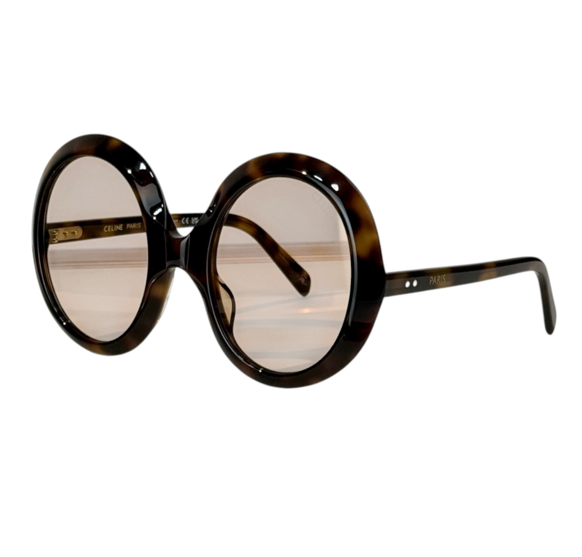 Celine Defile CL40345I Classic Havana Brown Tortoise Round Sunglasses 51-24-130