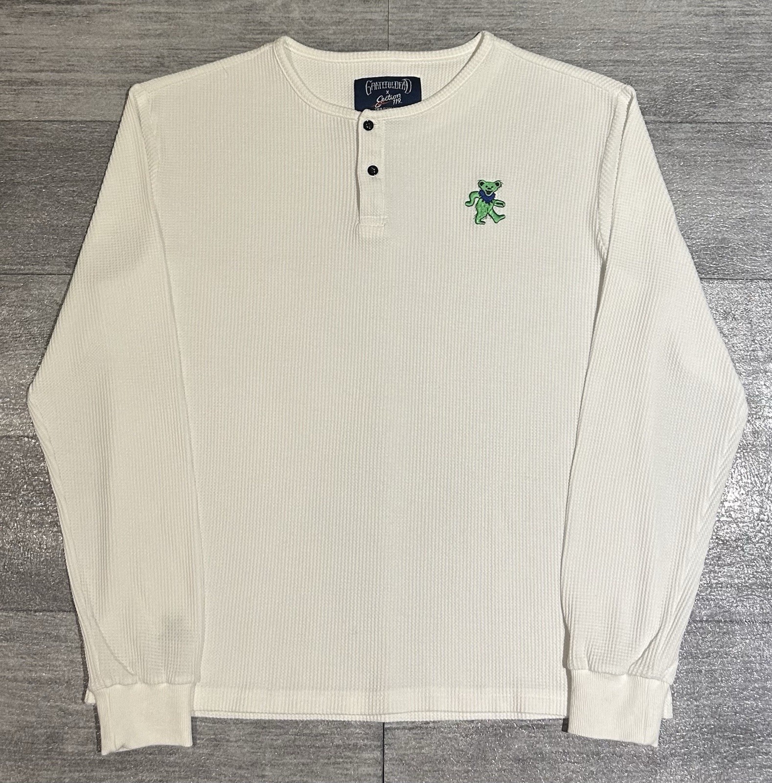 NEW Grateful Dead X Section 119  “Dancing Bears” Thermal Henley Shirt Men’s L