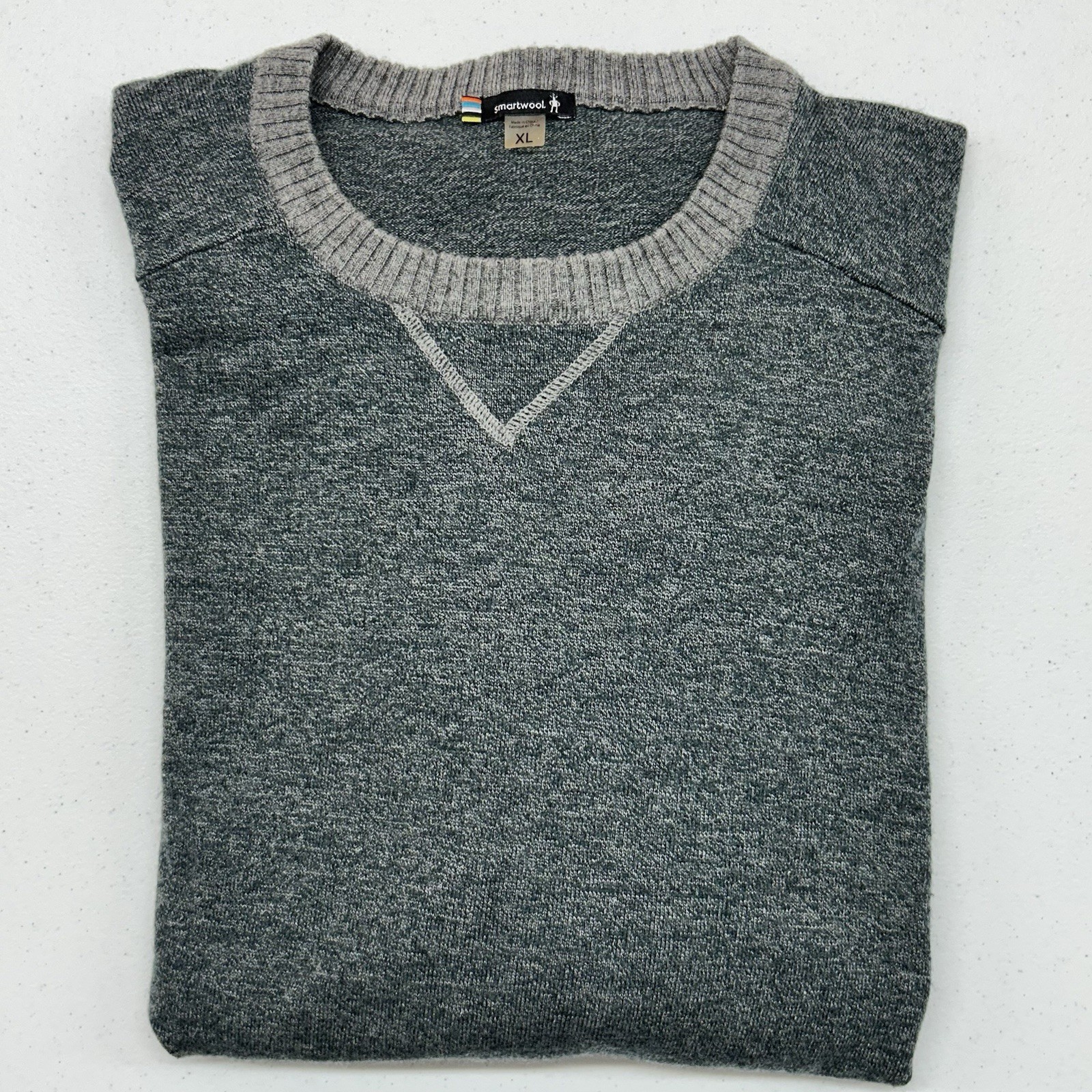 Smartwool Sweater Mens XL Gray Crew Neck Pullover Knit Merino Wool Blend Layer