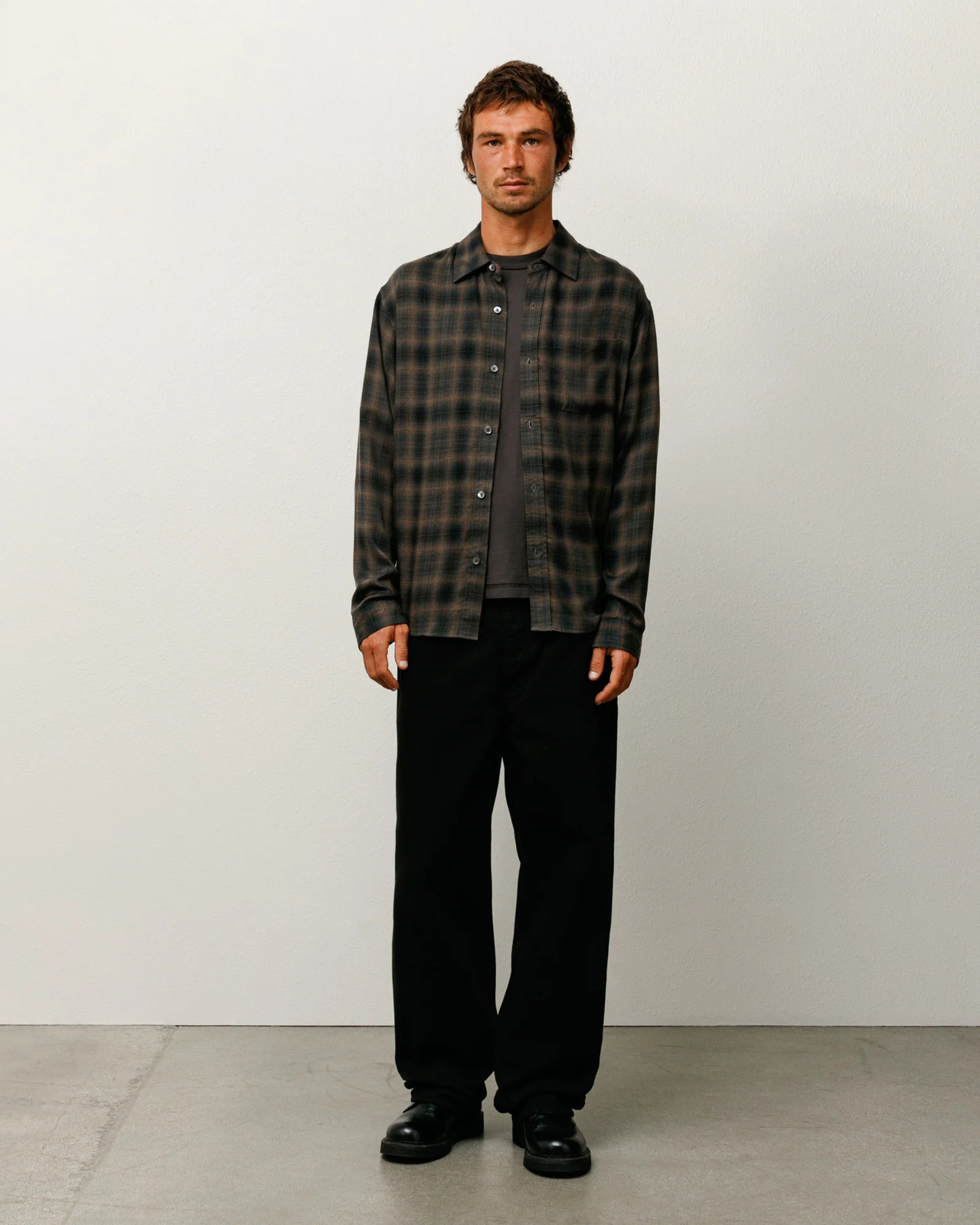 Stussy Matthew Printed Shirt 1110368 BROW_S Men\'s S Brown New