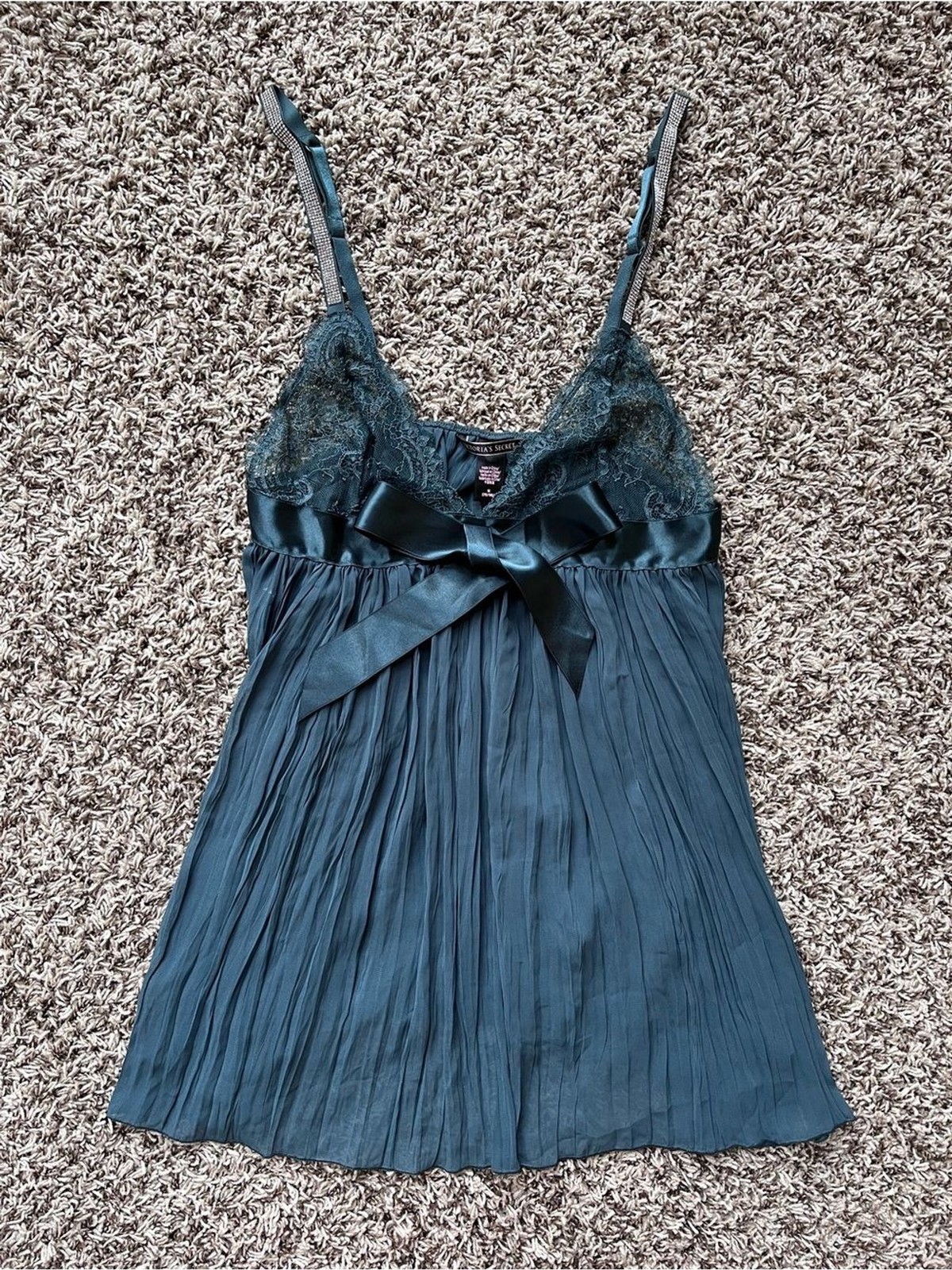 Victoria\'s Secret Pleated Rhinestone Strap Babydoll Chemise