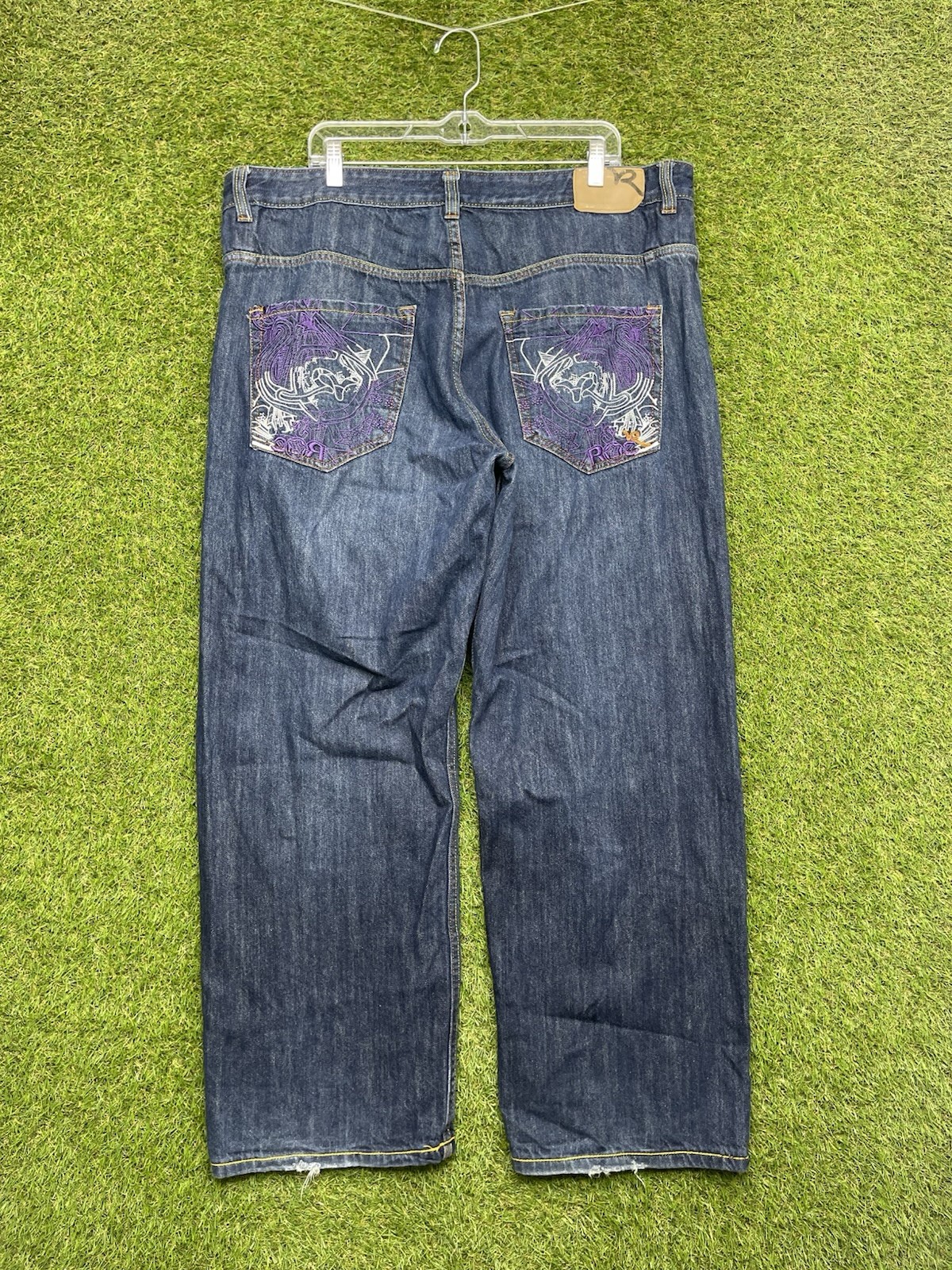 Rocawear Baggy Jeans Mens 42 Wide Leg Dark Wash Denim 90s Grunge Streetwear