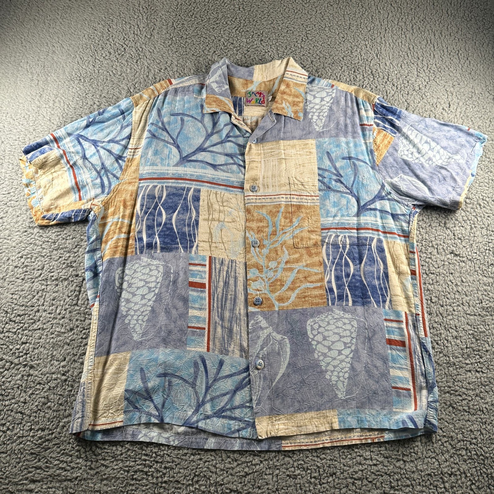 Vtg 90\'s Jams World Seabreeze Shirt Mens L Hawaiian Aloha Rayon Made In USA