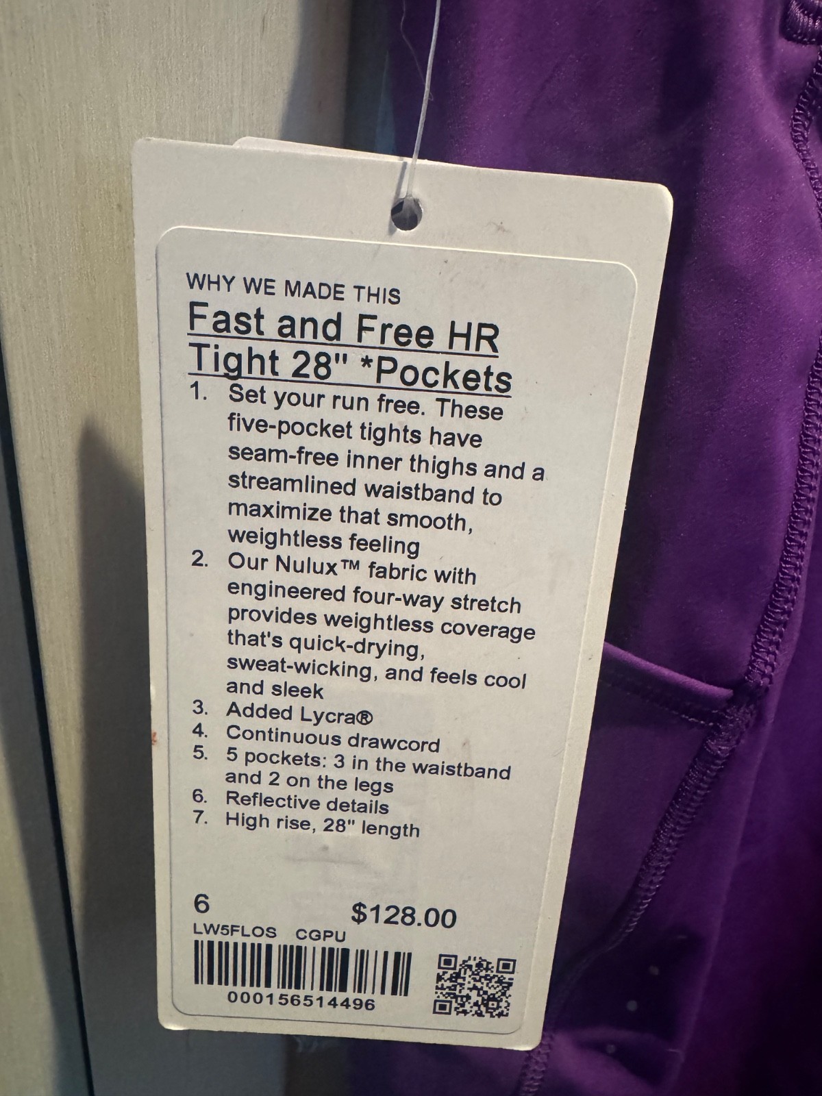 Lululemon  Fast and Free HR Tight 28” Pockets