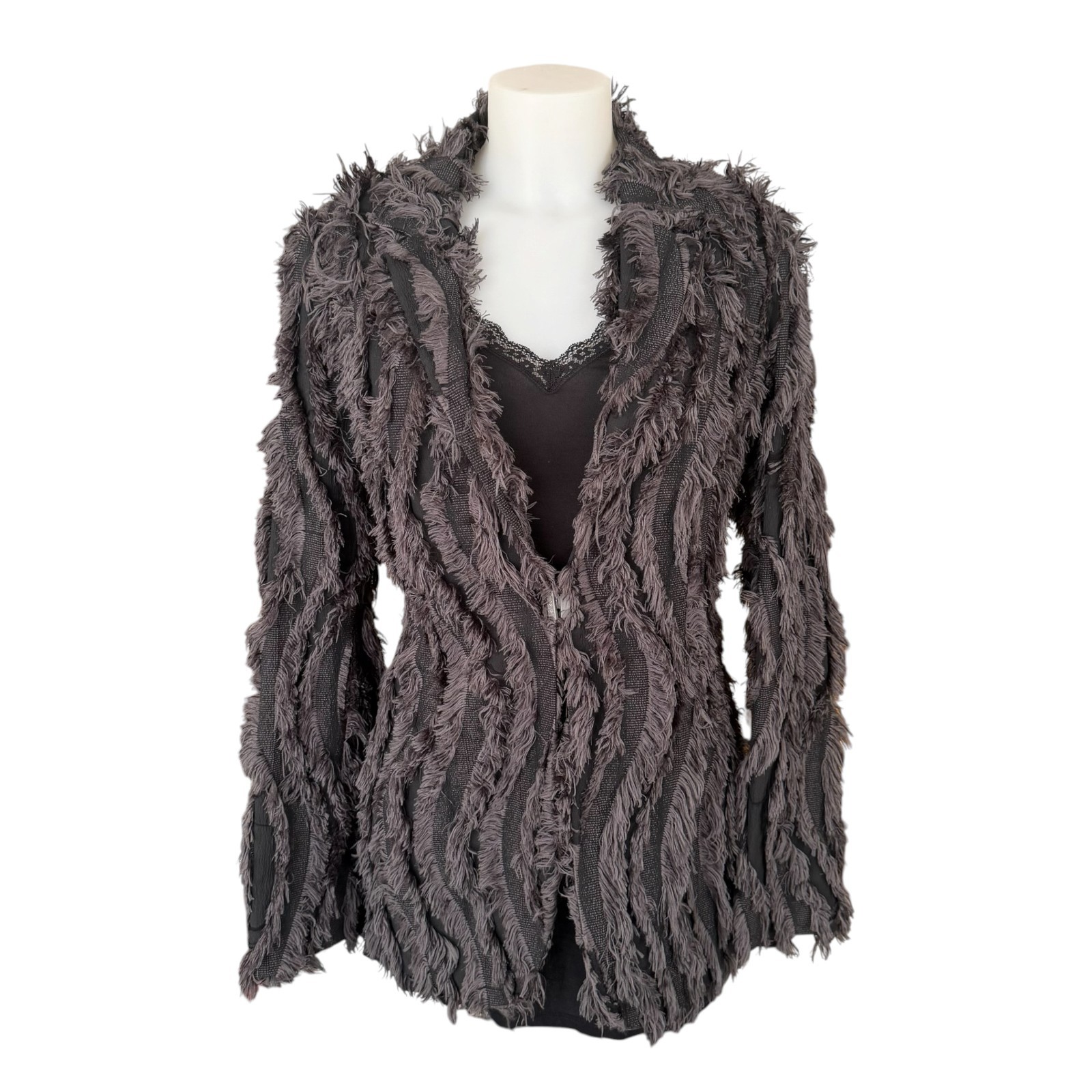 Just Cavalli 00\'s Black Feather-Effect Textured Jacket