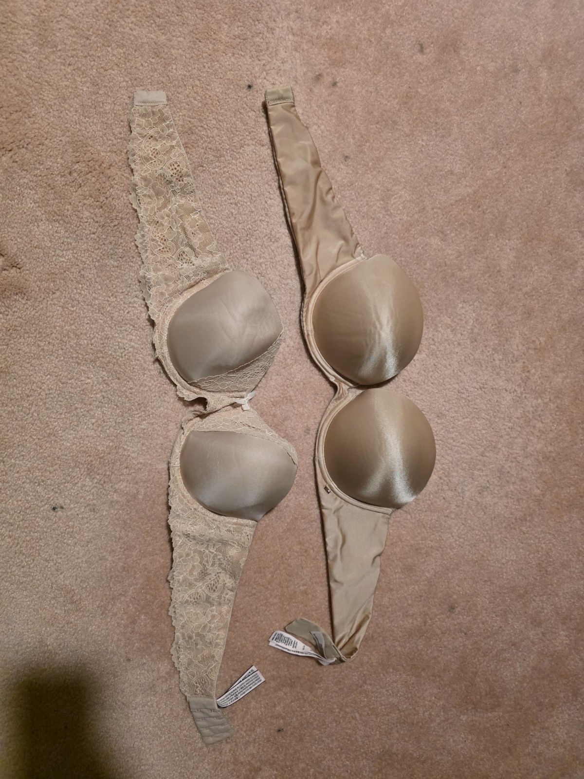 Set Of 2 Victoria\'s Secret Beige Nude Multiway Strapless Bra - 36B