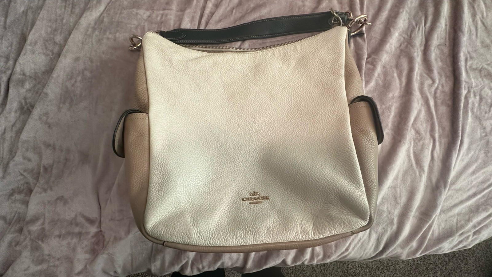 NEW Coach Pennie Colorblock Pebbled Leather Chalk/Multi 2 Way ShoulderBag 6154