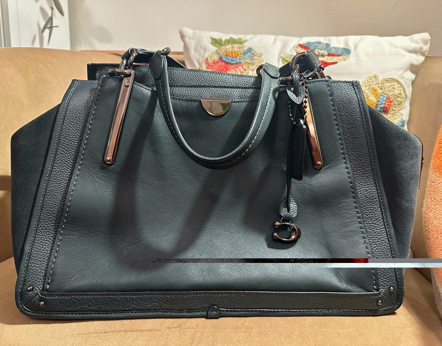 Coach Dreamer 36 Large Cypress Green Leather Suede Satchel 31340