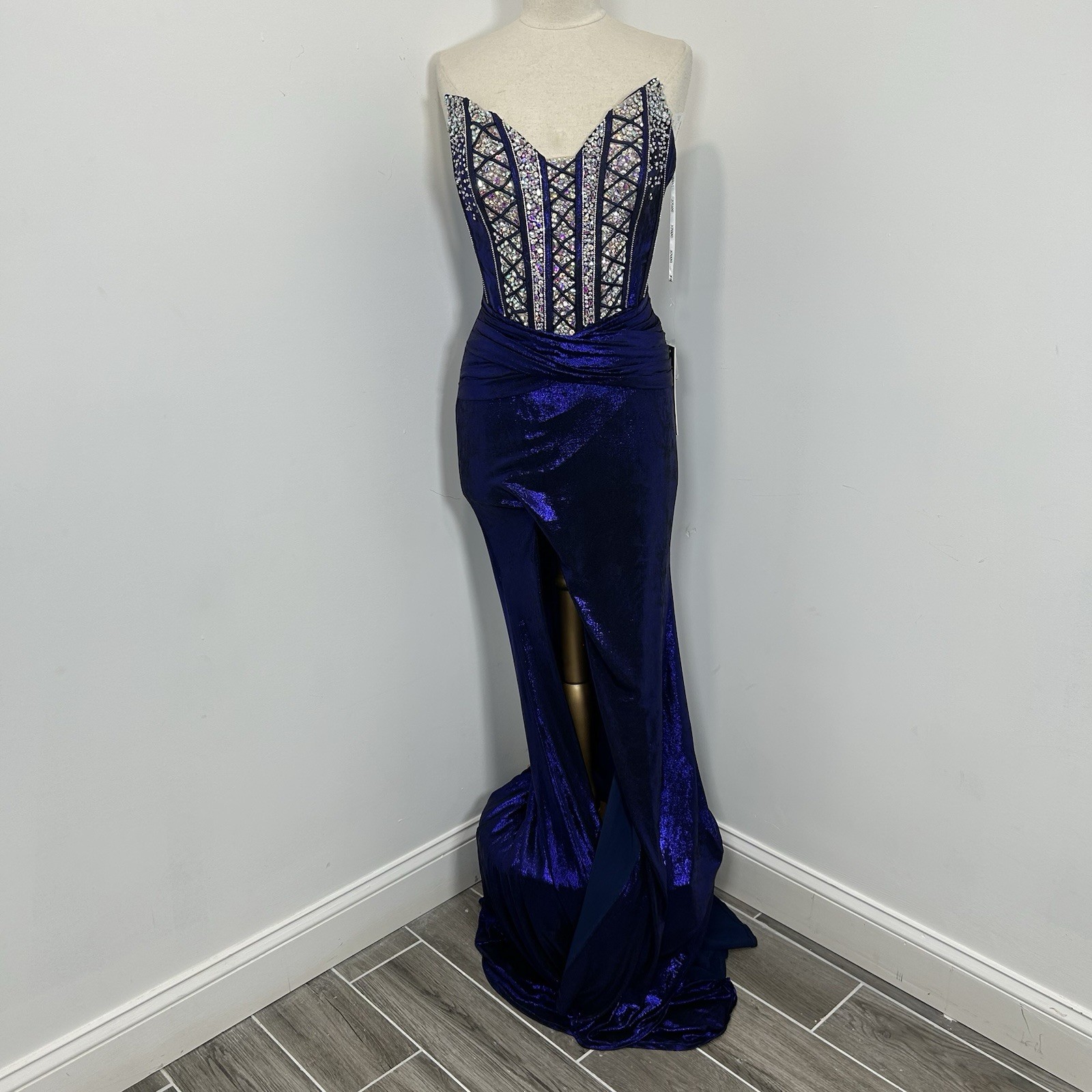 Jovani Corset Bodice D5081 Size 8 Strapless Prom Dress Renaissance inspired Blue