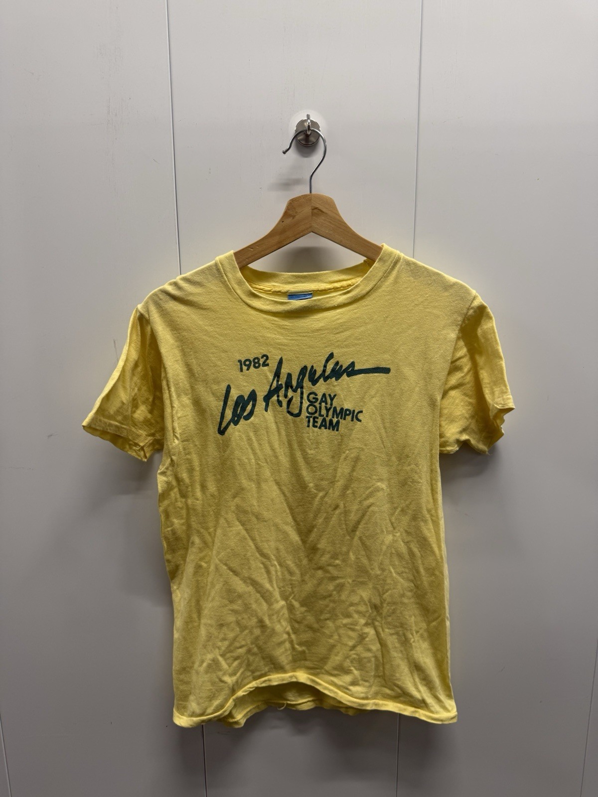 Vintage 1982 Gay Olympic Games Los Angeles T-Shirt Yellow LGBTQ Pride Large