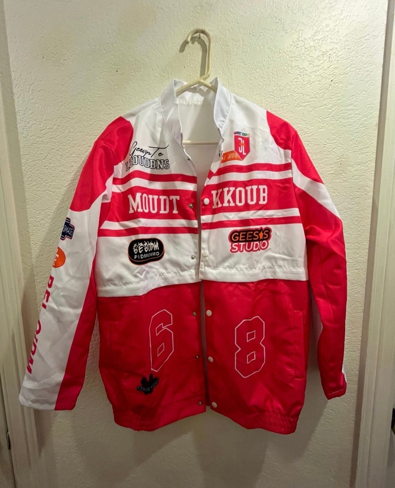 Geesas Studio Red and White Racing Jacket