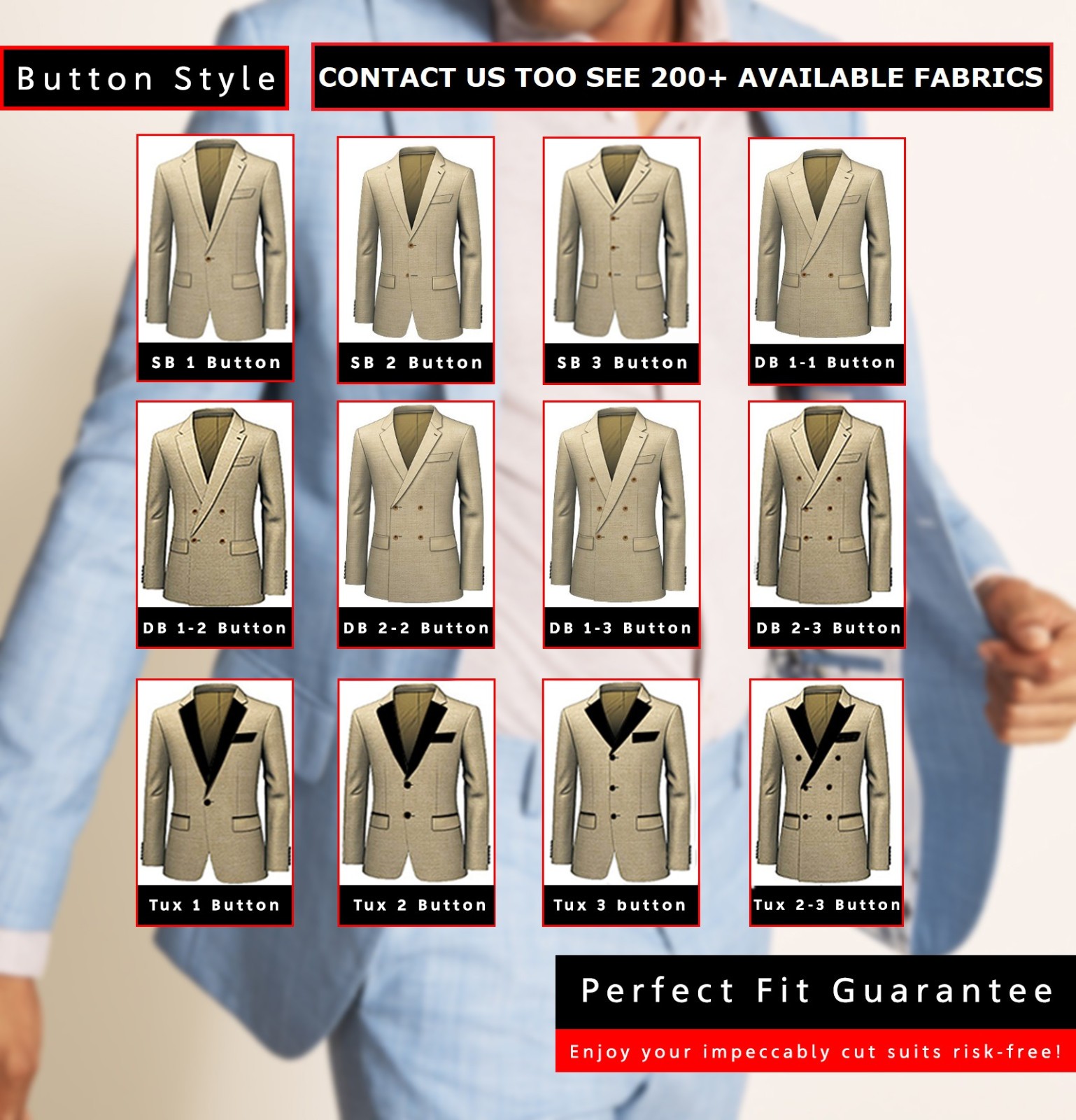 Men\'s Custom Suit | Tailored Bespoke Business & Wedding Attire | 200+ Fabrics