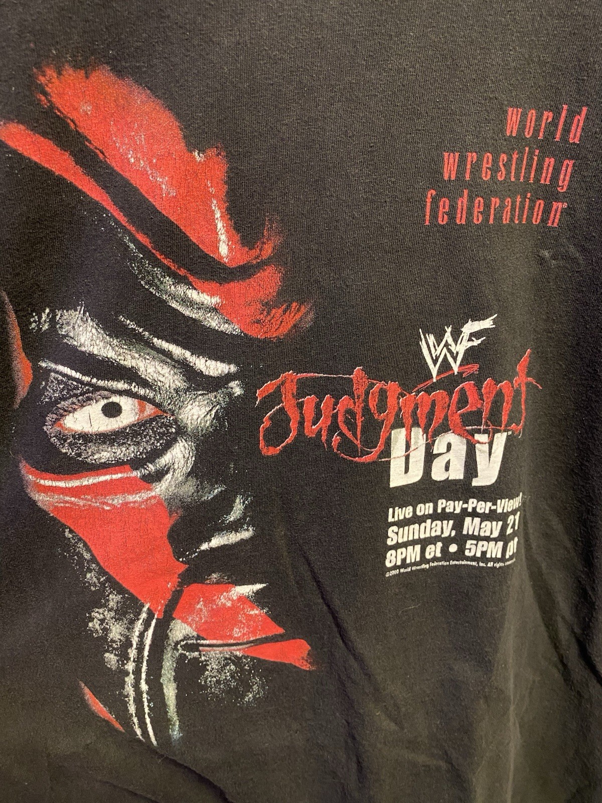 Vintage WWE WWF Kane Wrestling T Shirt Judegment Day 2000 Mens XL RARE