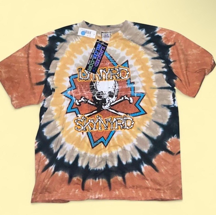 DEADSTOCK VINTAGE Liquid Blue Lynrd Skynrd Band Tee Tie-dye Size XL