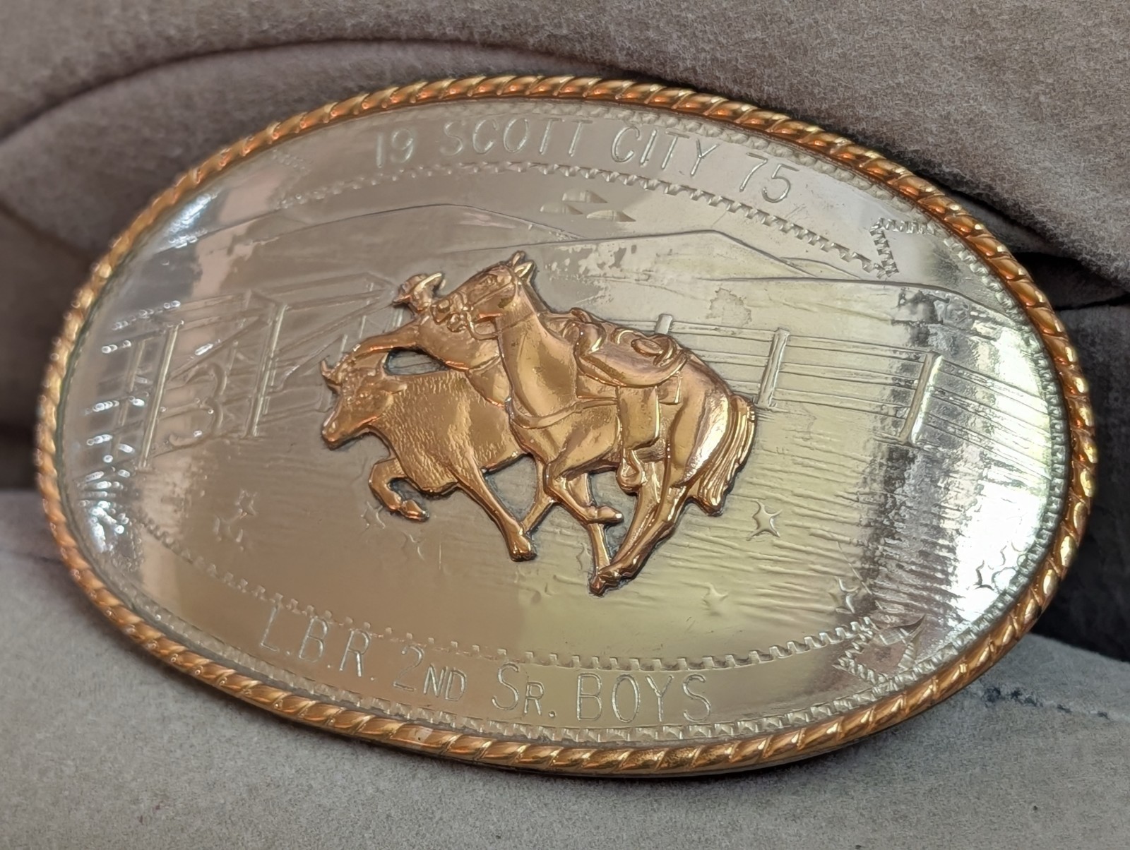 Vintage Comstock Silversmiths German Silver Western Rodeo Trophy Belt Buckle 70s