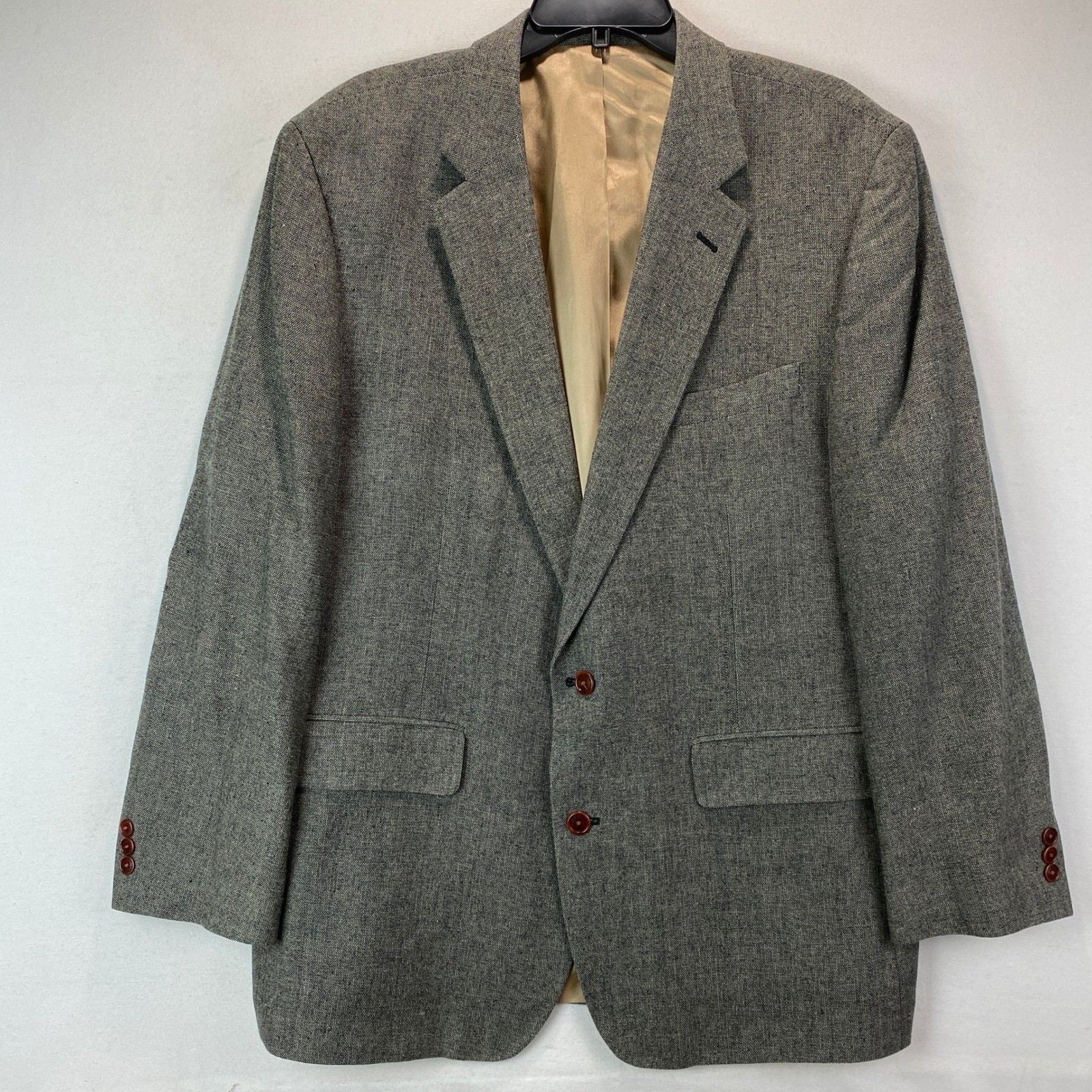 VTG Orvis 100% Silk 2-Button Blazer Mens 46R Grey Textured Sport Coat Luxury