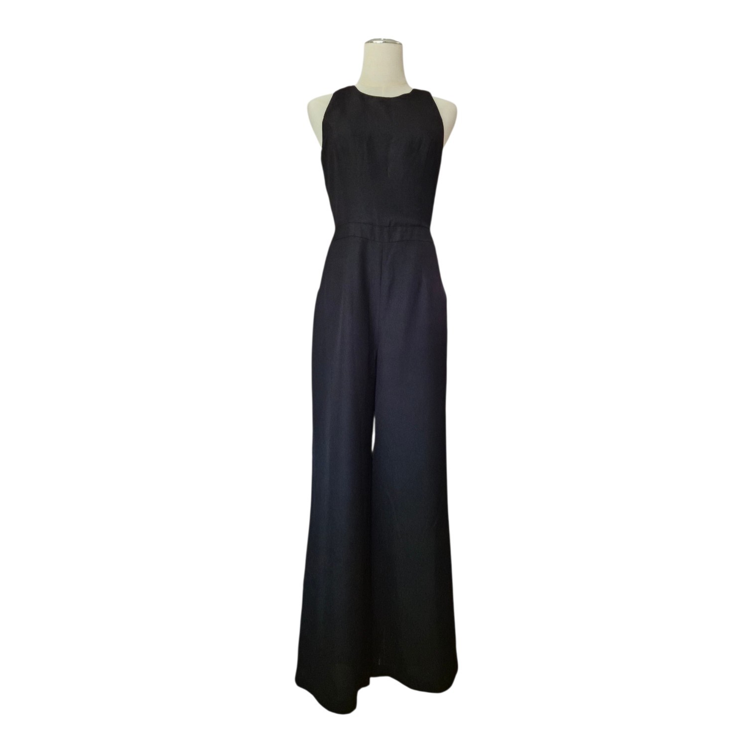 Adelyn Rae Black Wide Leg Jumpsuit Small Open Back Formal Minimalist Palazzo Nwt