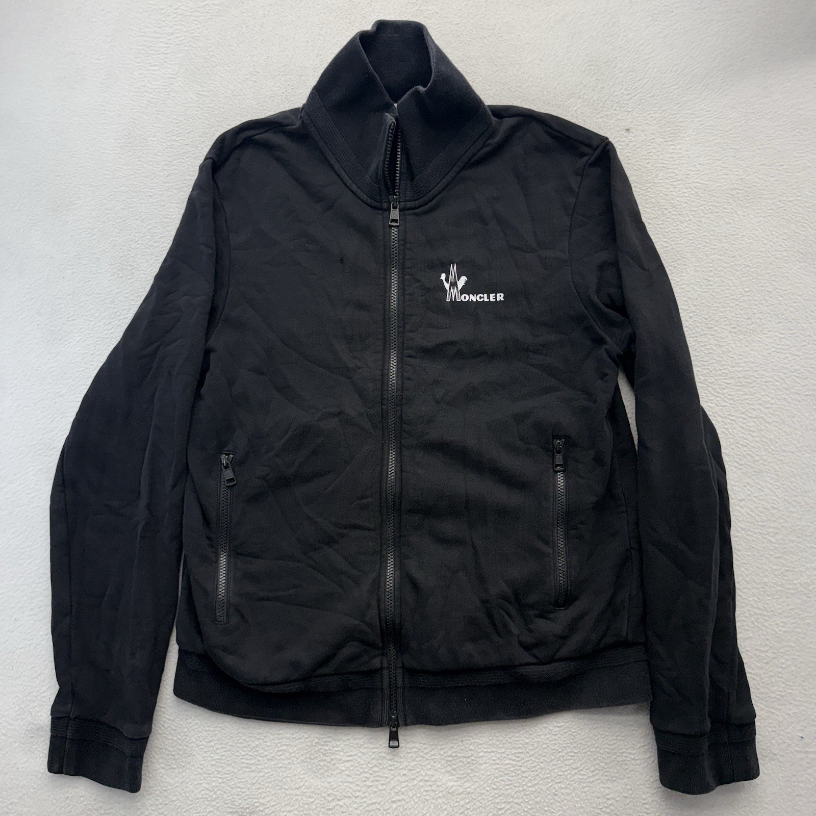 Men\'s Moncler Maglia Cardigan Track Jacket Black Size Large 👀See Photos