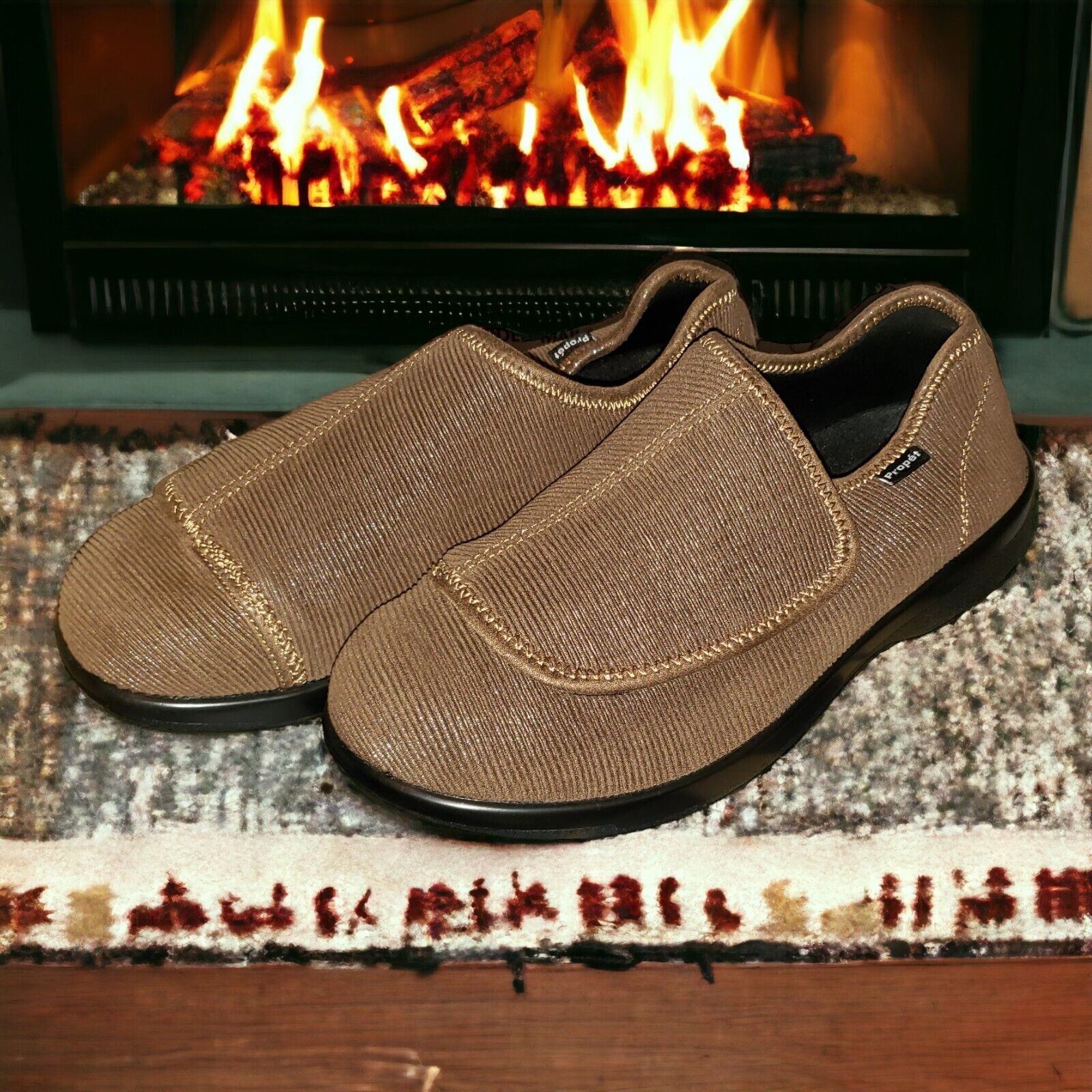 Propet Cush \'N Foot Slip On Mens Sand Corduroy Casual Slippers 7.5 5E M0202SACE