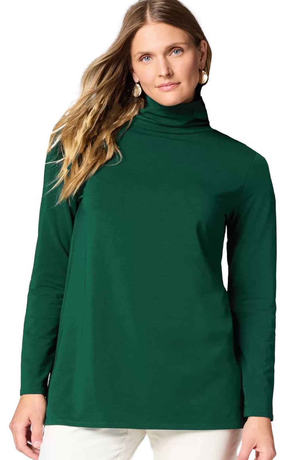 NEW J. JILL Luxe Supima Turtleneck Tunic -- SIZE 2X --  Pine Green -- PERFECT