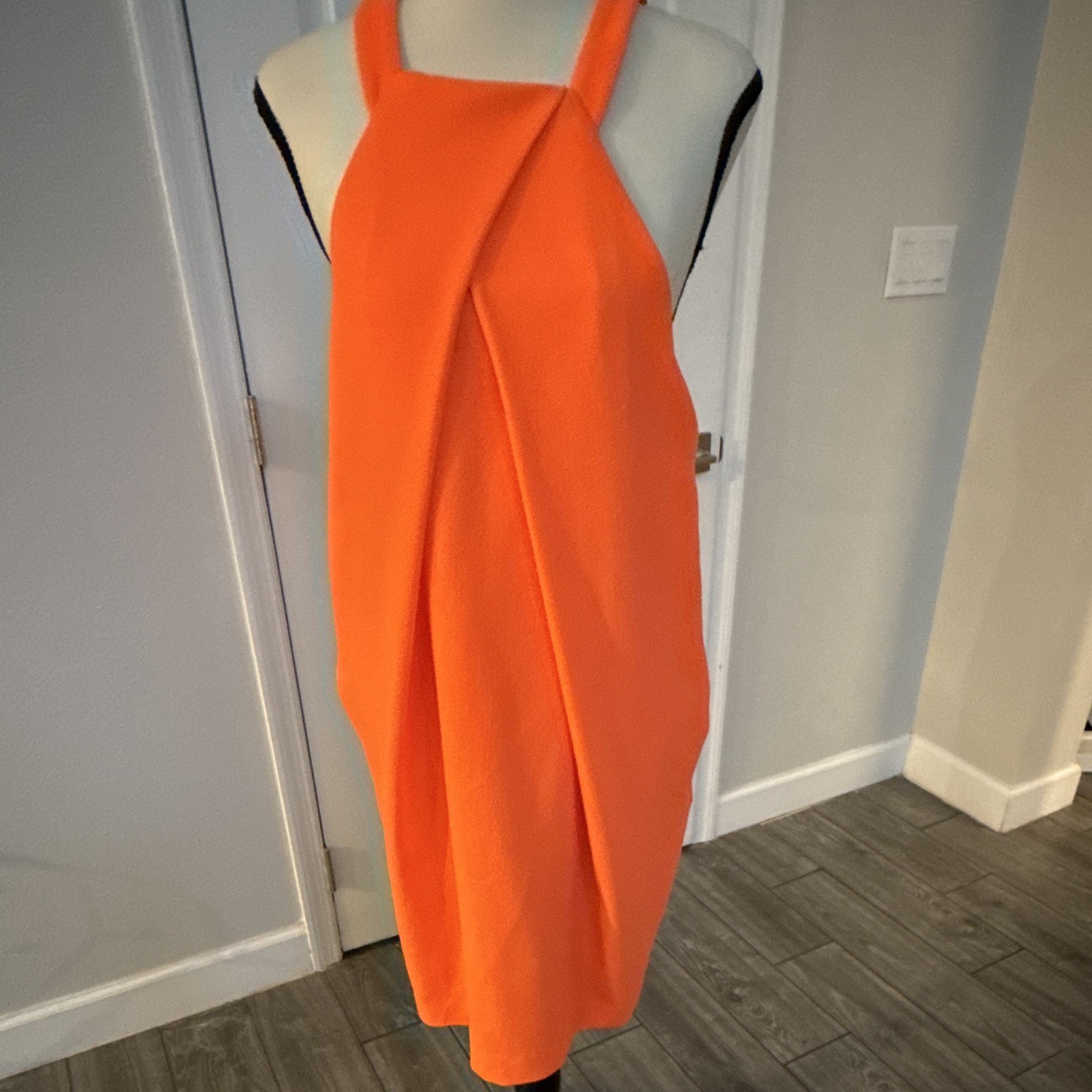 Trina Turk Felesha Origami Fold Dress in Neon Orange Size 4 NWT