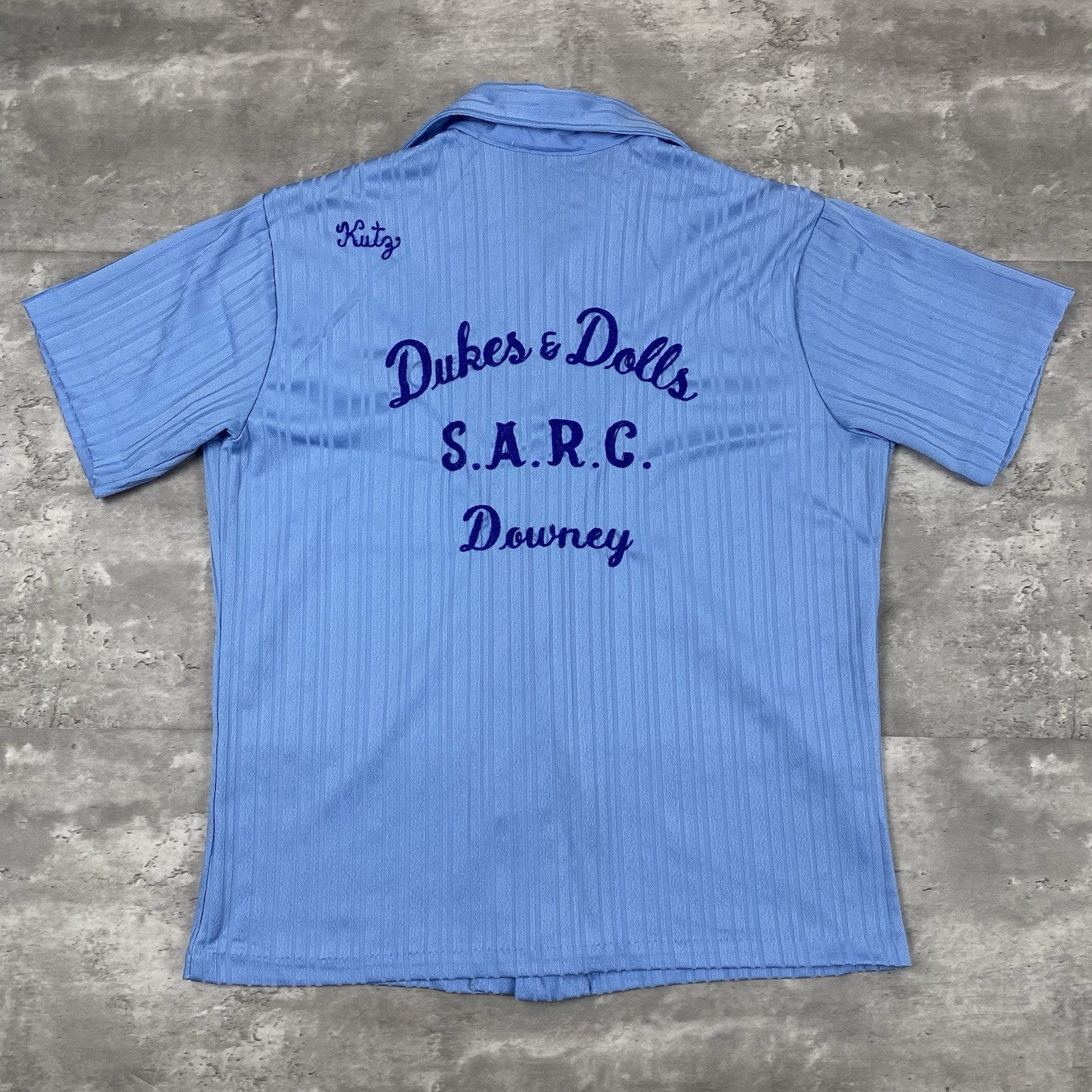 vintage Angeltown polyester bowling shirt Mens L chainstitch Dukes & Dolls SARC