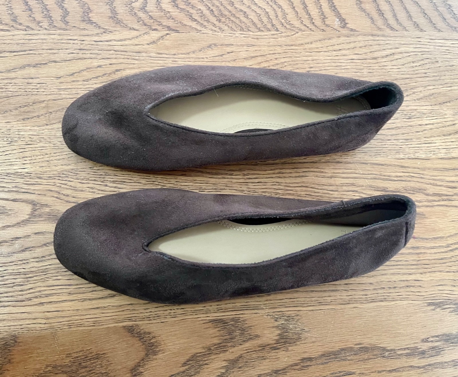 H&M Brown Suede Flats, Size US 9 EU 10, Never used