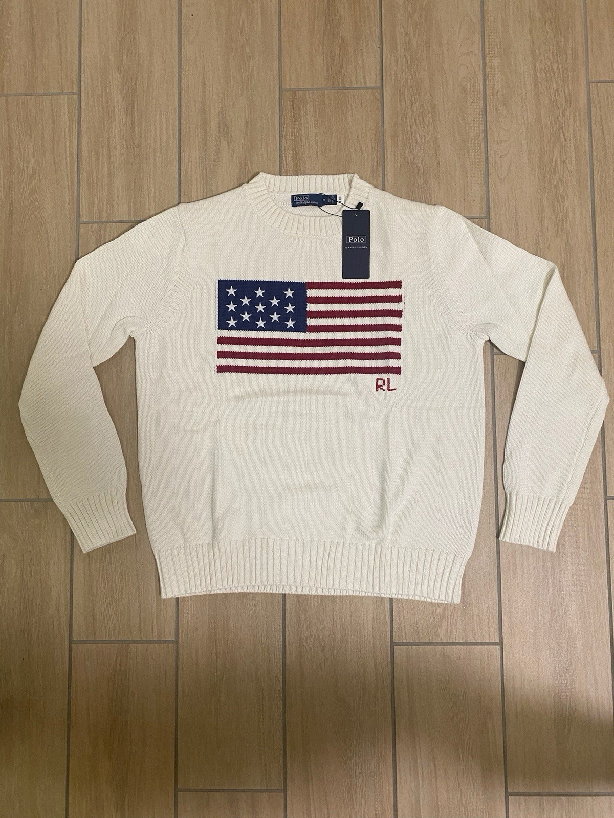 Polo Ralph Lauren American Flag Knit Sweater, Size Medium