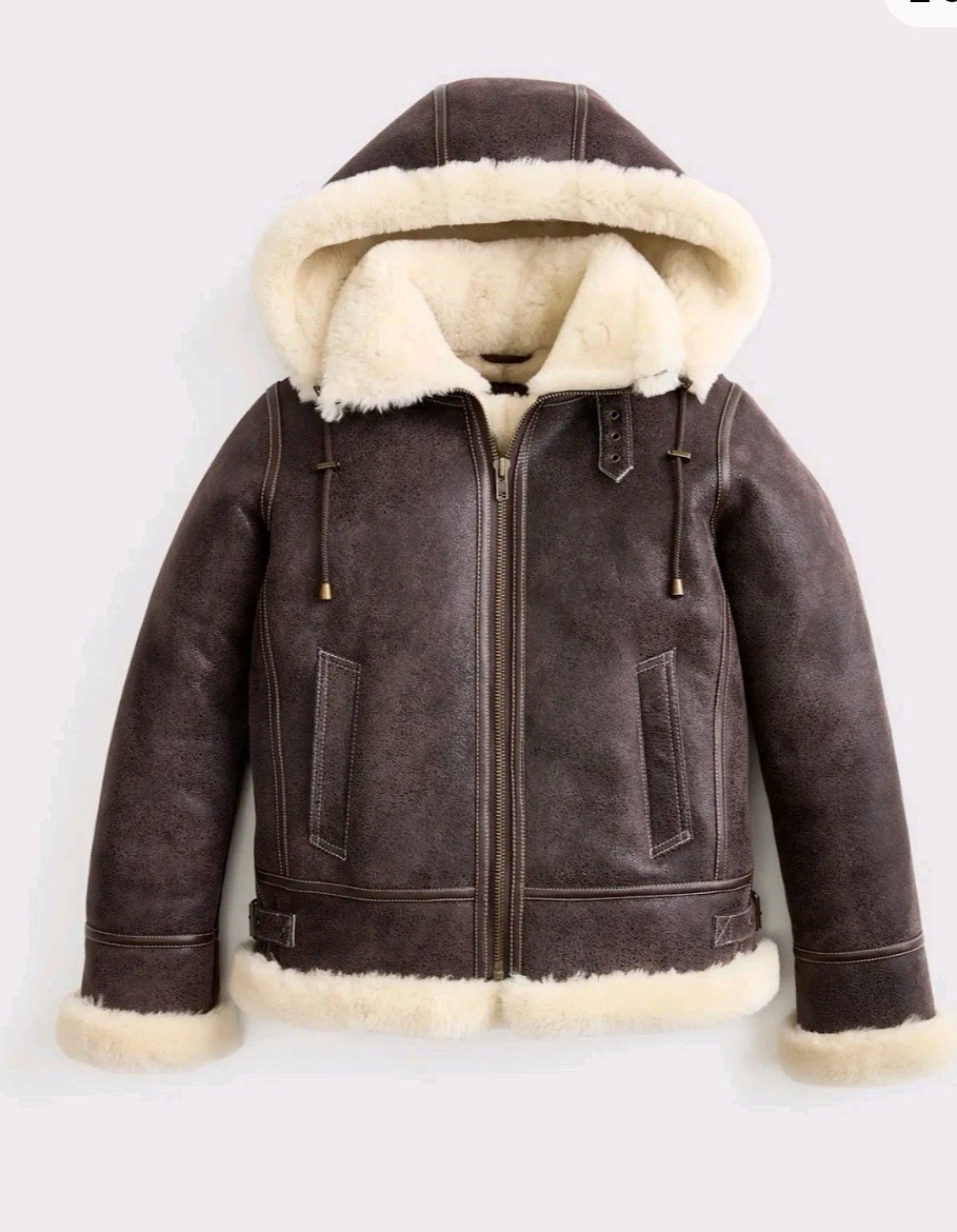 Quince 100% Shearling Cold Weather Bomber Jacket - M Dark Brown